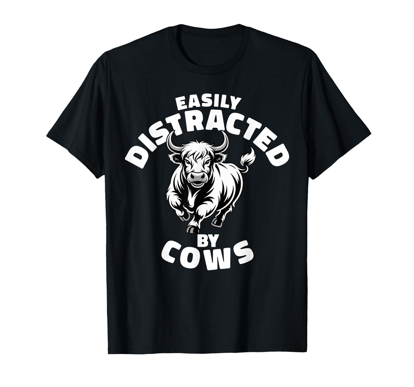 Easily Distracted by Cows Western Highland Cow T-Shirt