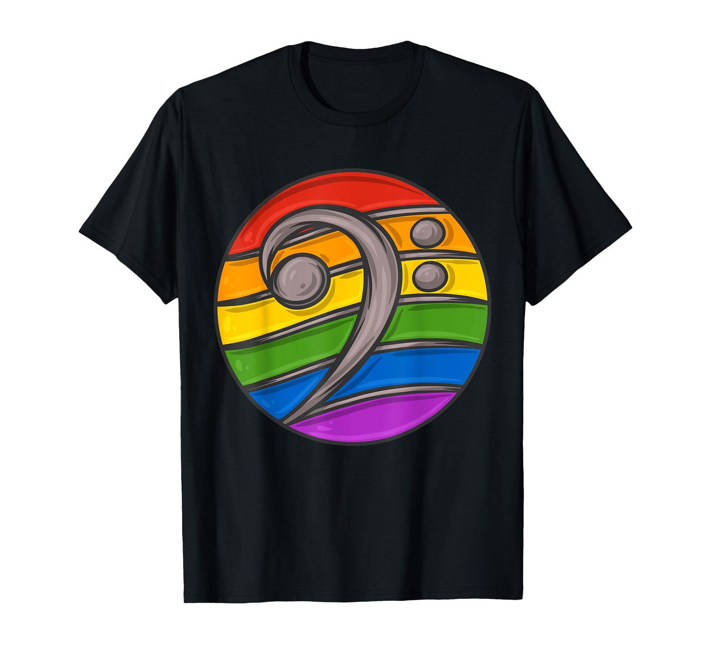 Bass Clef Headphones Notes Music Song Musician Rainbow T-Shirt