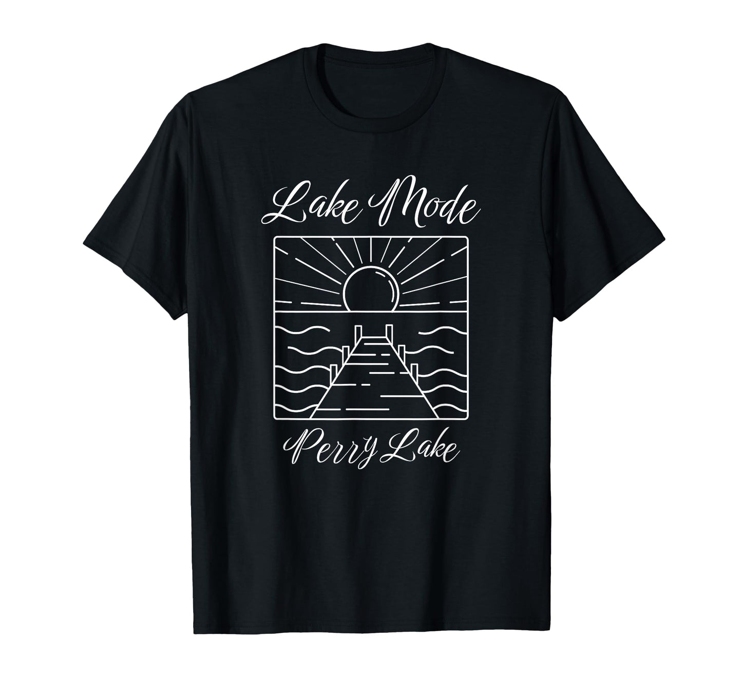 Lake Mode Perry Lake Sunset Dock Outdoors T-Shirt