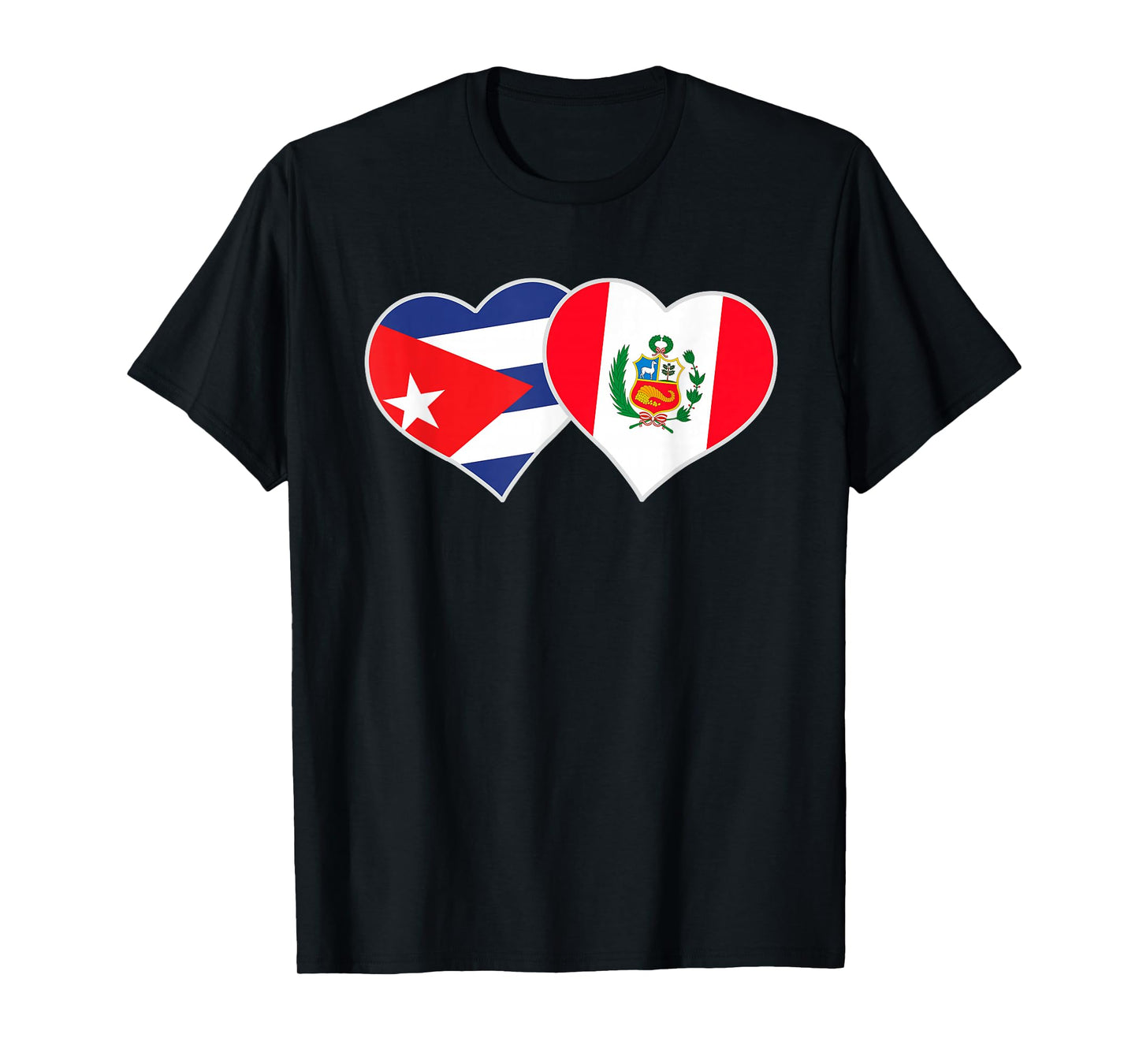 Cuban Peruvian Flag Love Peru Cuba Heart T-Shirt