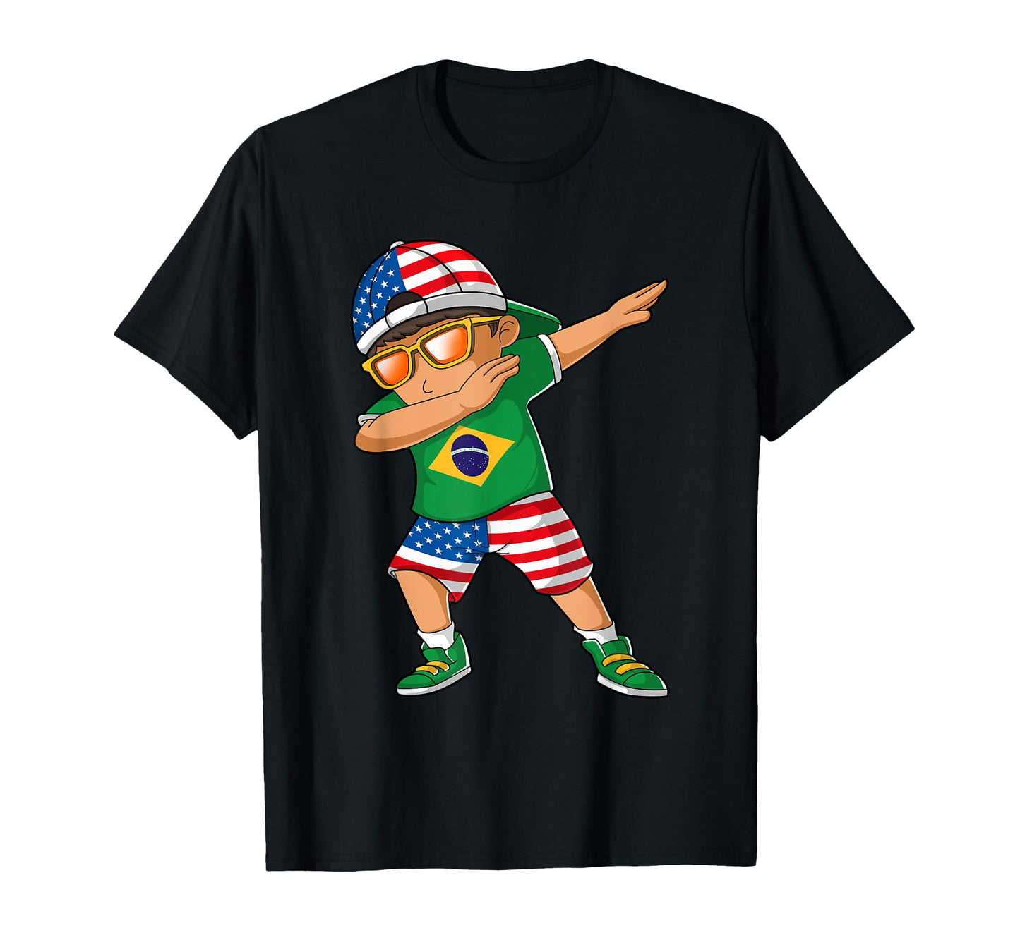 Half American Half Brazilian Boy Kid Brazil Flag Patriotic T-Shirt