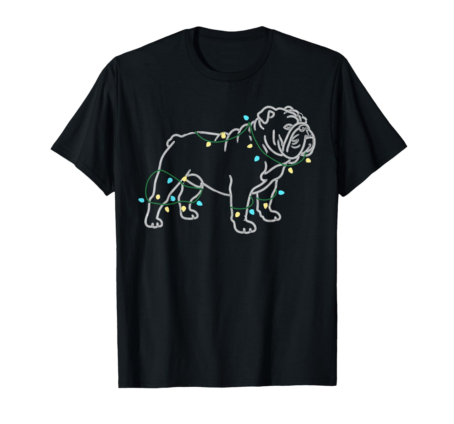 Dog Christmas Outfit, English Bulldog Christmas Lights T-Shirt