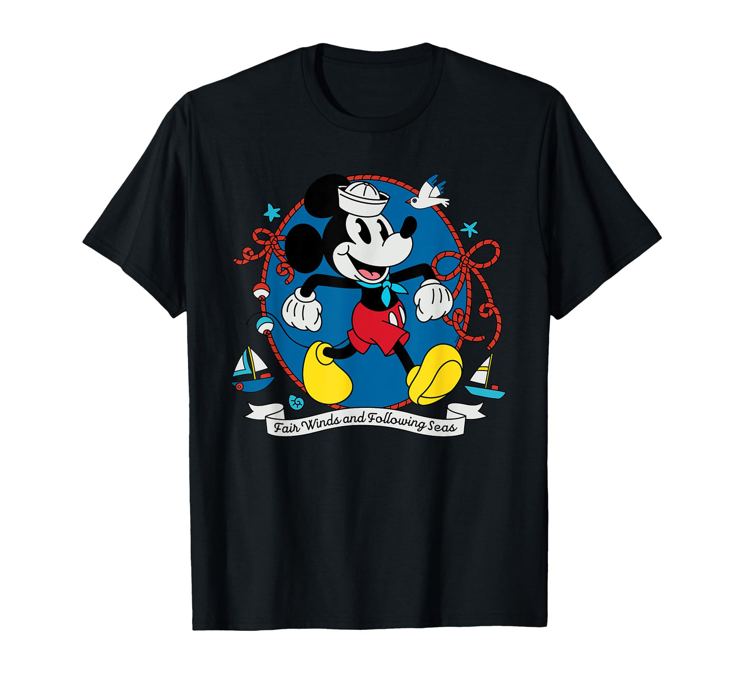Disney Cruise Sailor Mickey Mouse Fair Winds Vacation at Sea T-Shirt