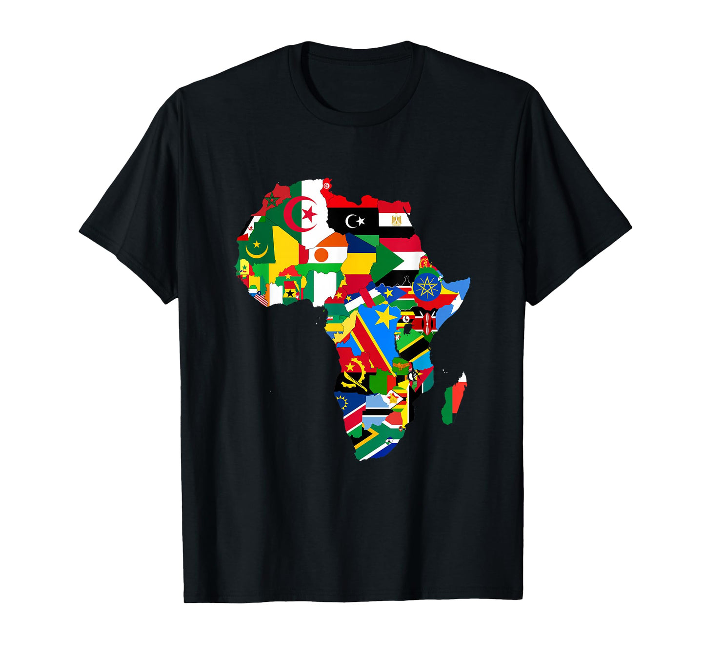 African Pride - Ethnic Map of Africa with Flags T-Shirt