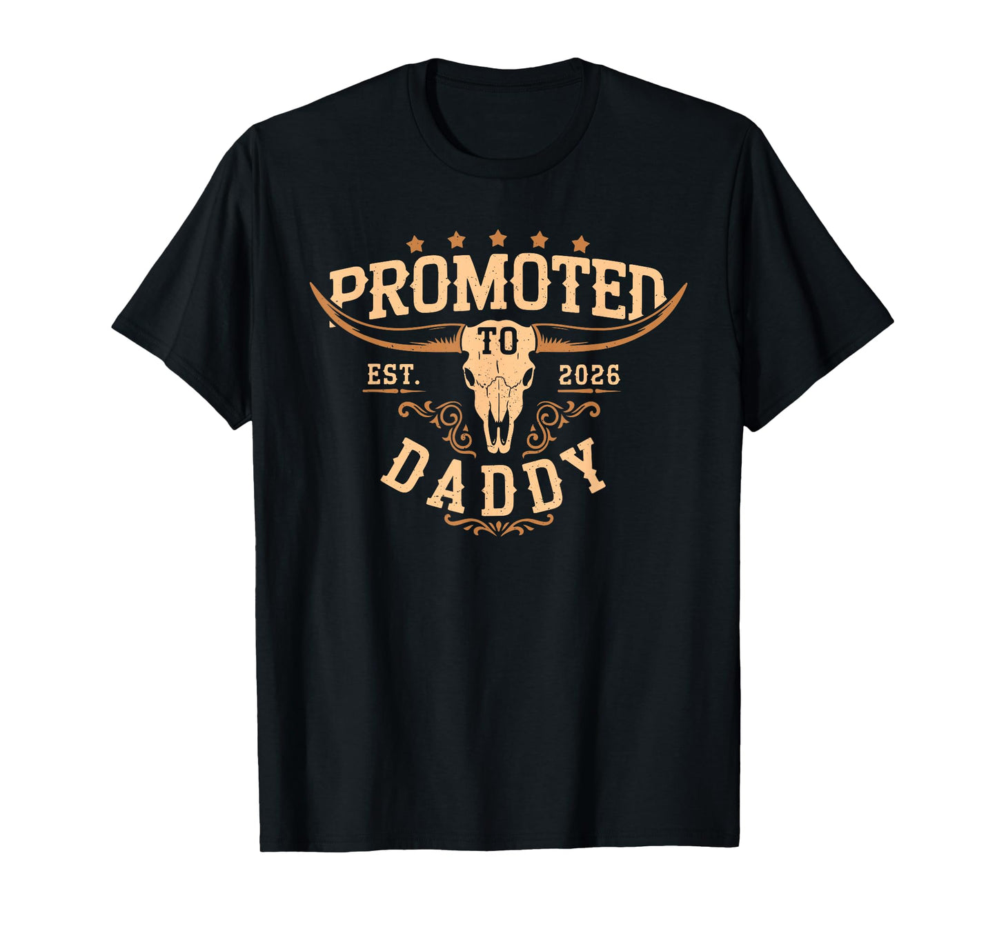 Promoted to Daddy Est 2026 Western Cowboy First Time Dad T-Shirt