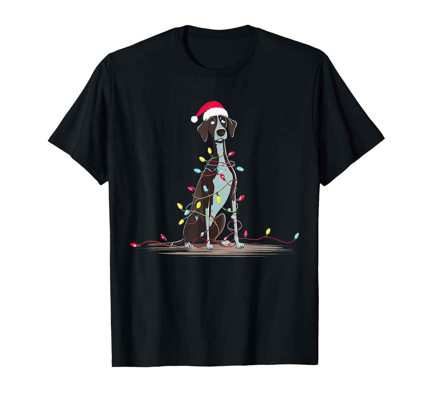 German Shorthaired Pointer Christmas Graphics Dog Lights T-Shirt
