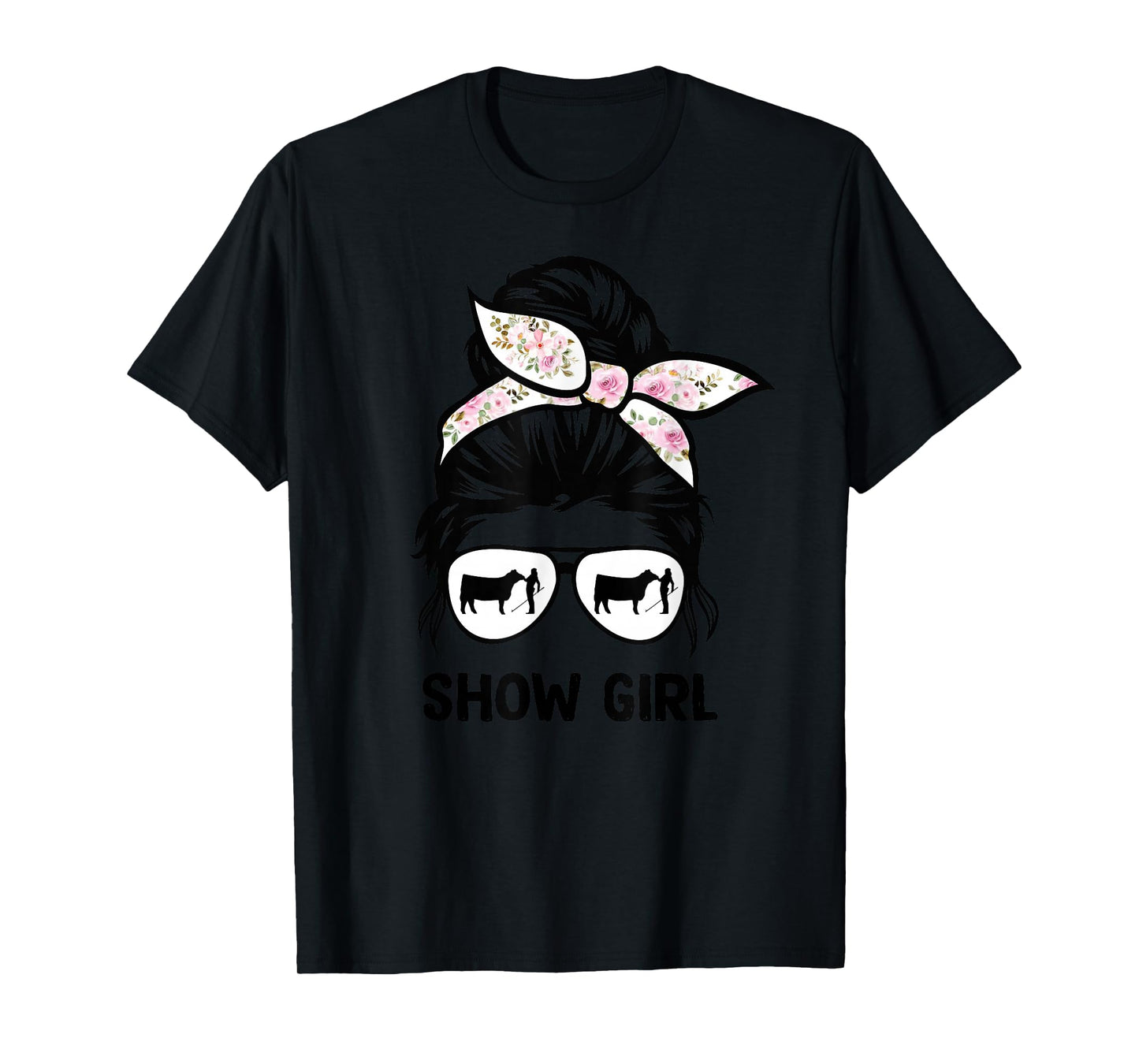 cattle show girl messy bun hair cow show girl T-Shirt