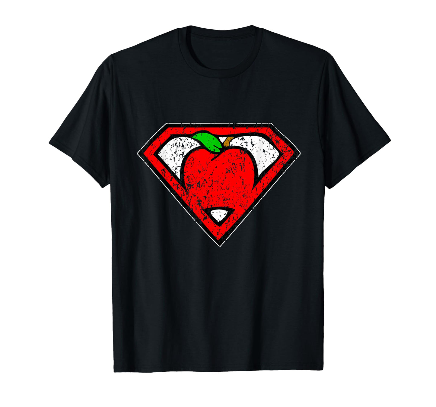 Funny Cute Distressed Super Teacher Superhero Apple Shirt T-Shirt