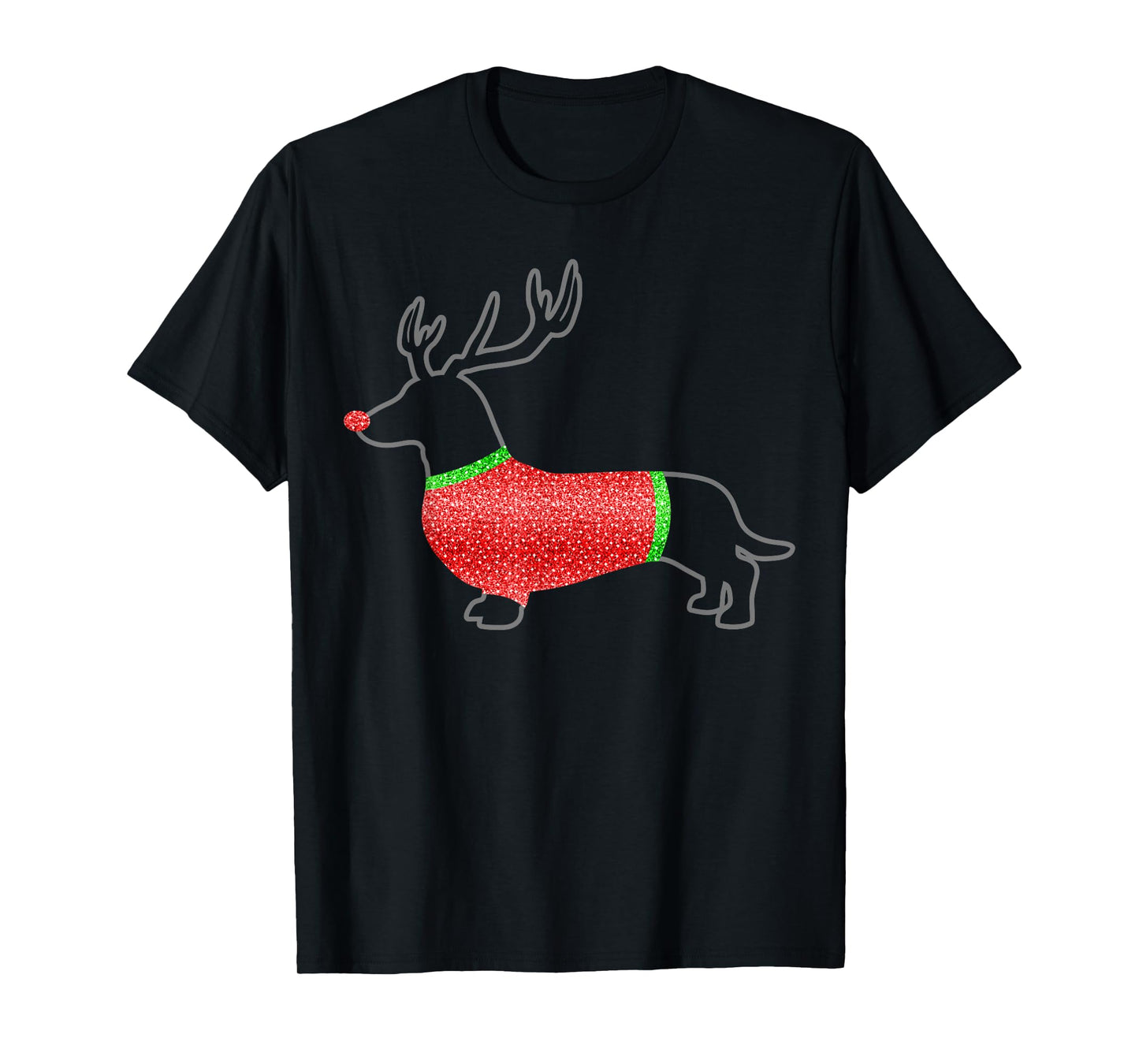 Ugly Christmas Sweater Wearing Dachshund T-Shirt T-Shirt