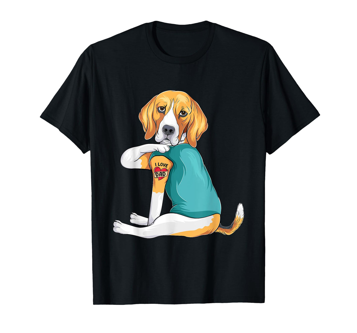 Father's Day gift funny dog Dad Beagle i love Dad tattoo T-Shirt