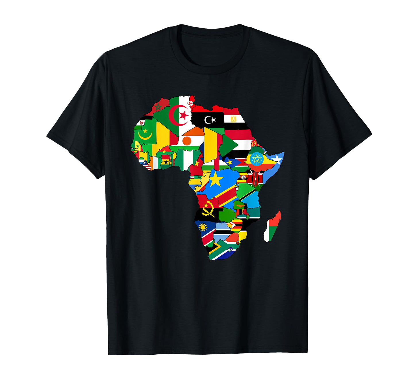 Love Africa With Flags Of African Countries In Africa Map T-Shirt