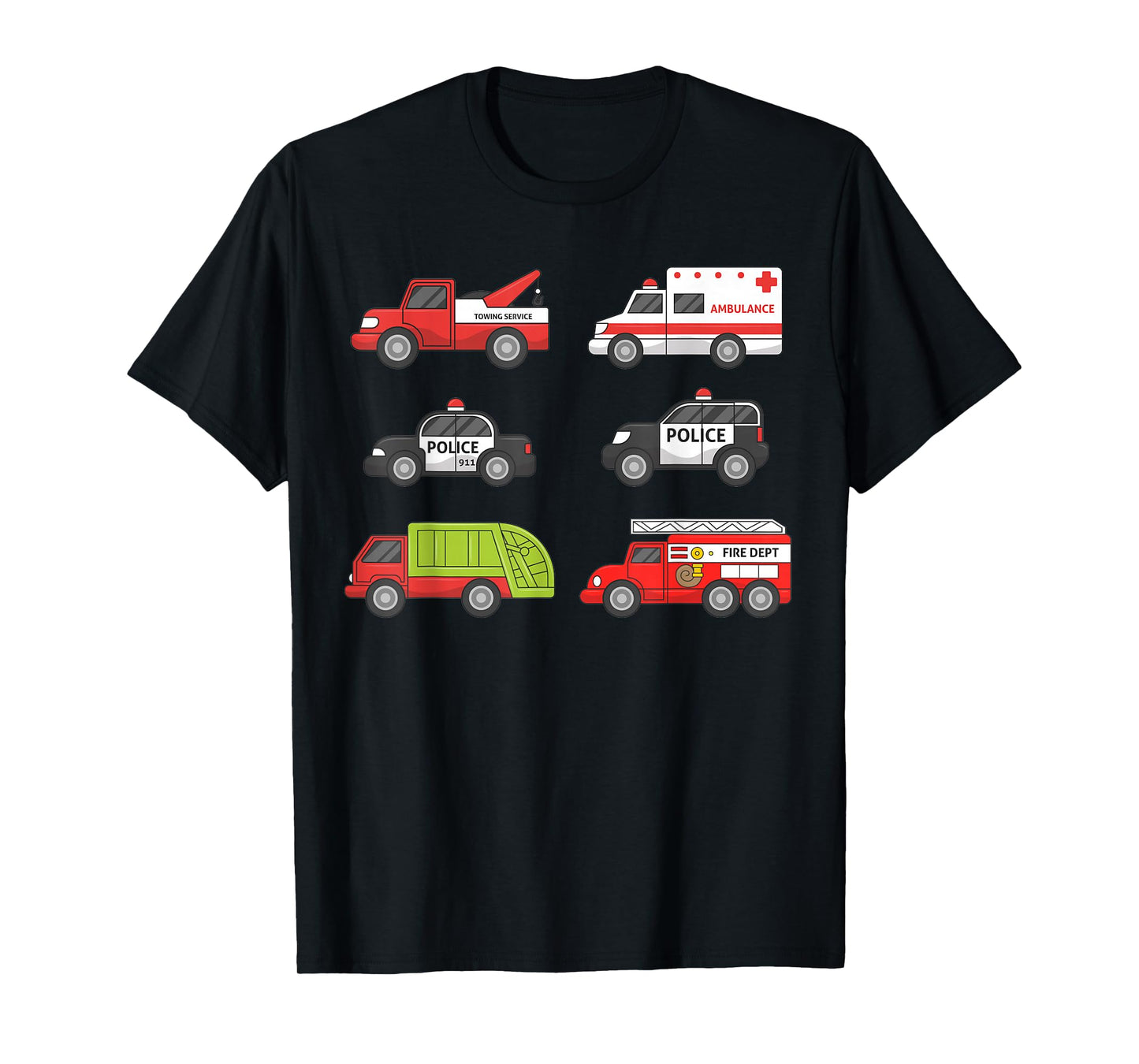 Emergency Vehicles Fire Truck Police Car Ambulance Shirt T-Shirt