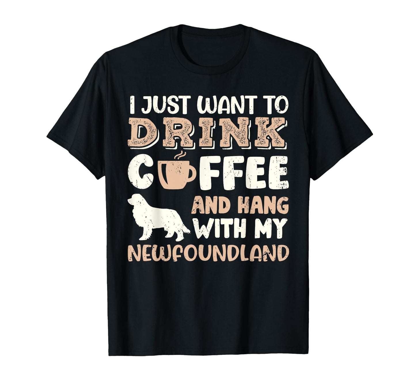 Funny Newfoundland Drink Coffee Hand With Dog Mom Gift Men Women Girls Kids T-Shirt