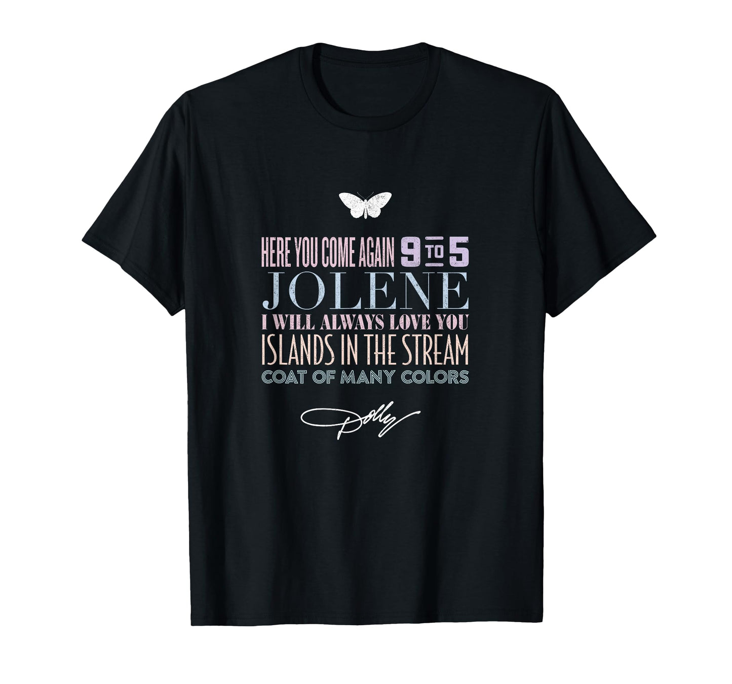 Dolly Parton Greatest Hits Unisex Adults Black Cotton Polyester Short Sleeve Crew Neck T-Shirt Small