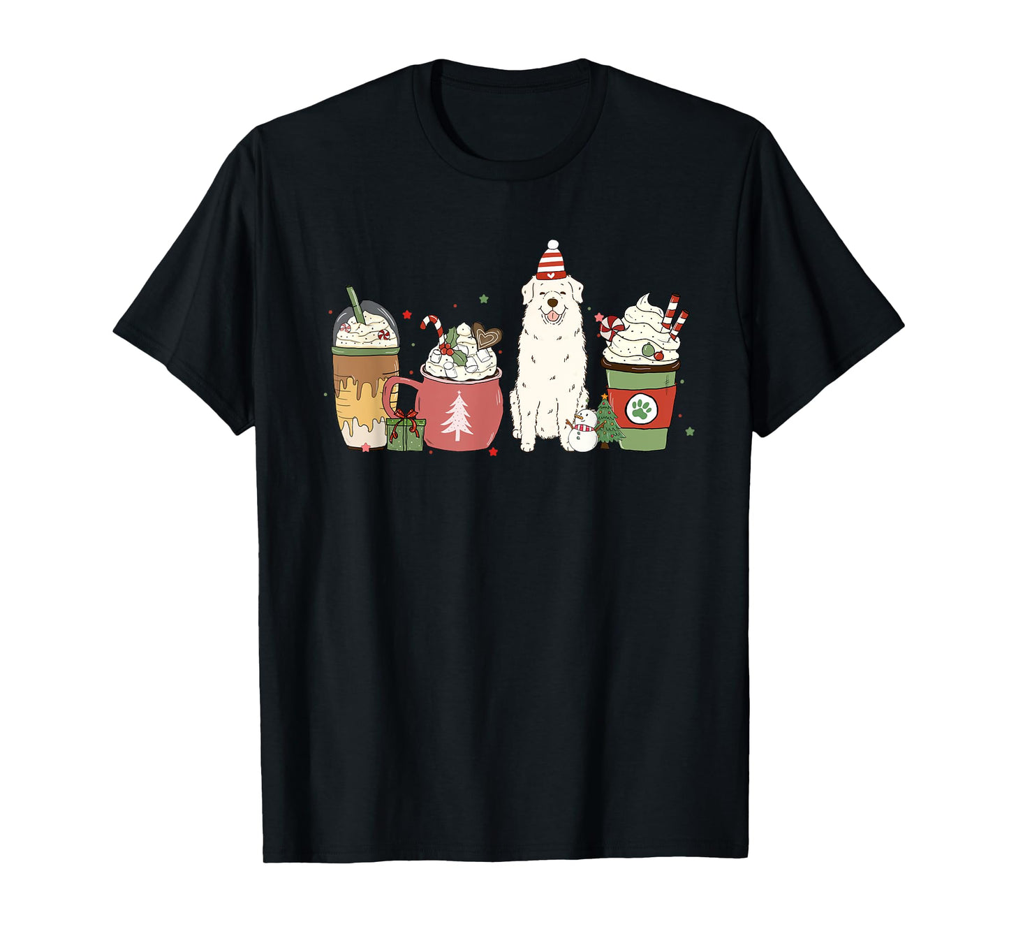 Great Pyrenees Coffee Latte Winter Christmas Dog Mom Holiday T-Shirt