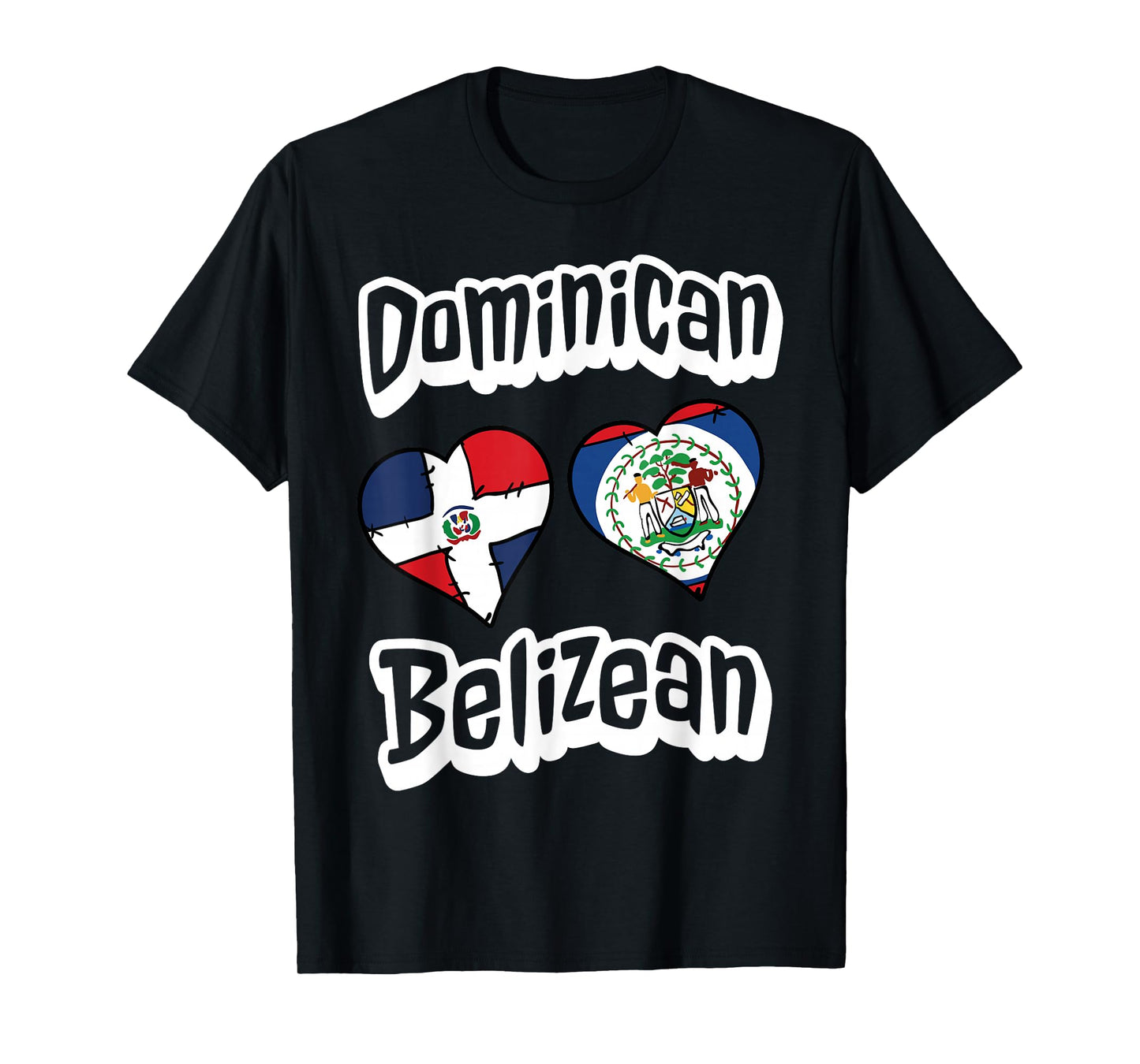 Dominican Belizean Flag Hearts Dominican Republic Belize T-Shirt