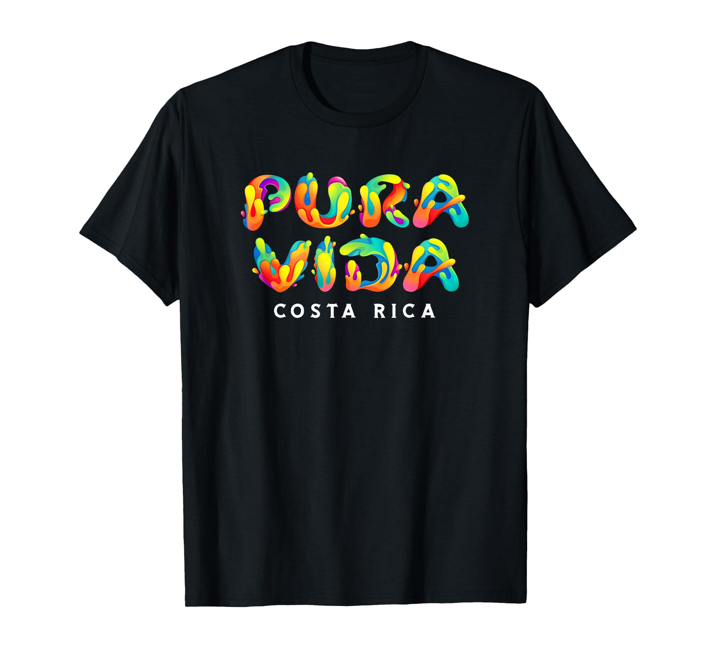 Pura Vida Costa Rica Rainbow Color Artistic Typography T-Shirt