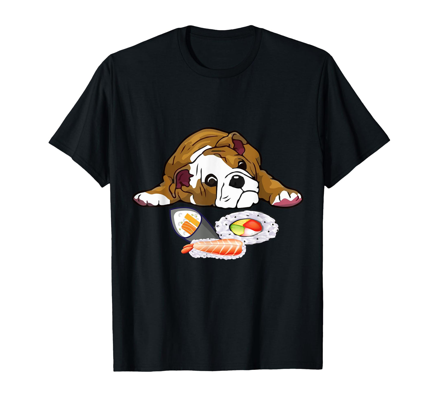 Funny Kawaii Sushi English Bulldog T-Shirt