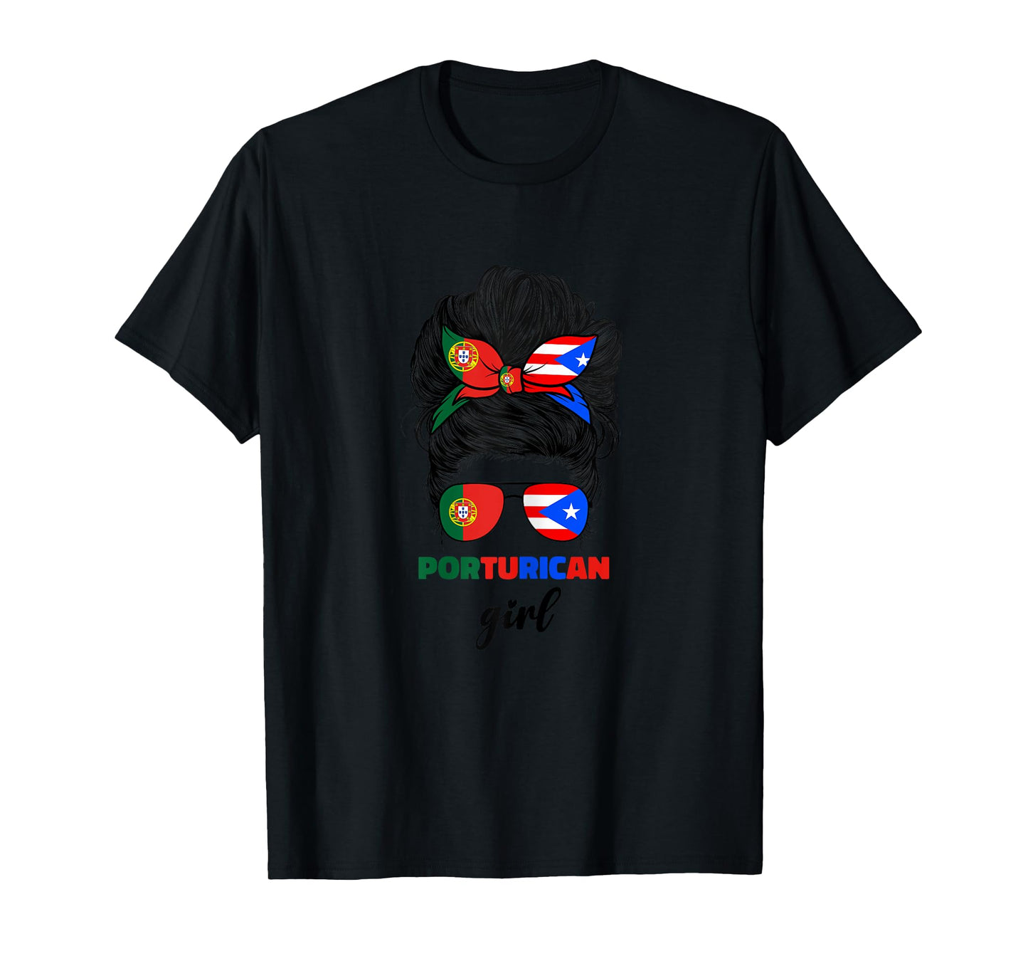 Half Portuguese And Puerto Rican Rico Portugal Flag Girl T-Shirt