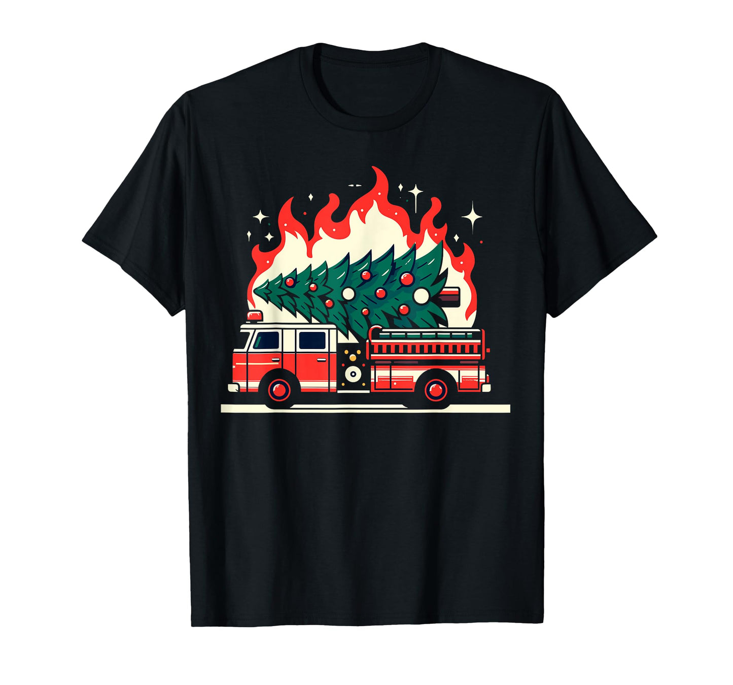 Firetruck Fireman Christmas Tree Firefighter Fire Truck T-Shirt