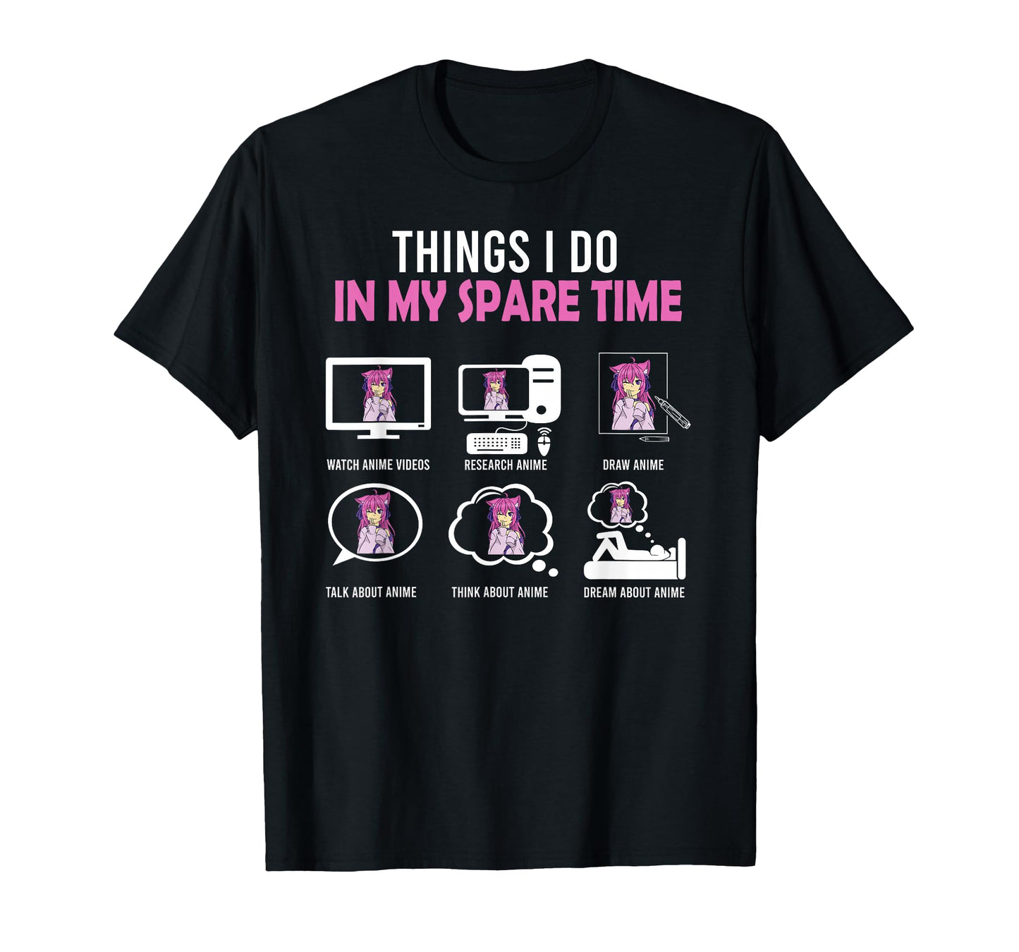 Kawaii Manga Things I Do In My Spare Time Japanese Anime T-Shirt