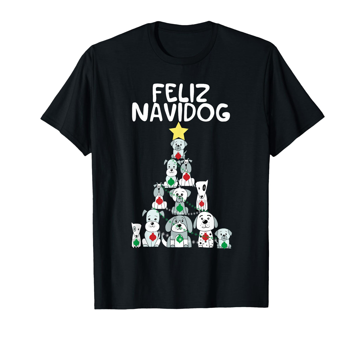Feliz Navidog Christmas Dog T-Shirt, Funny Cute Xmas Tree T-Shirt