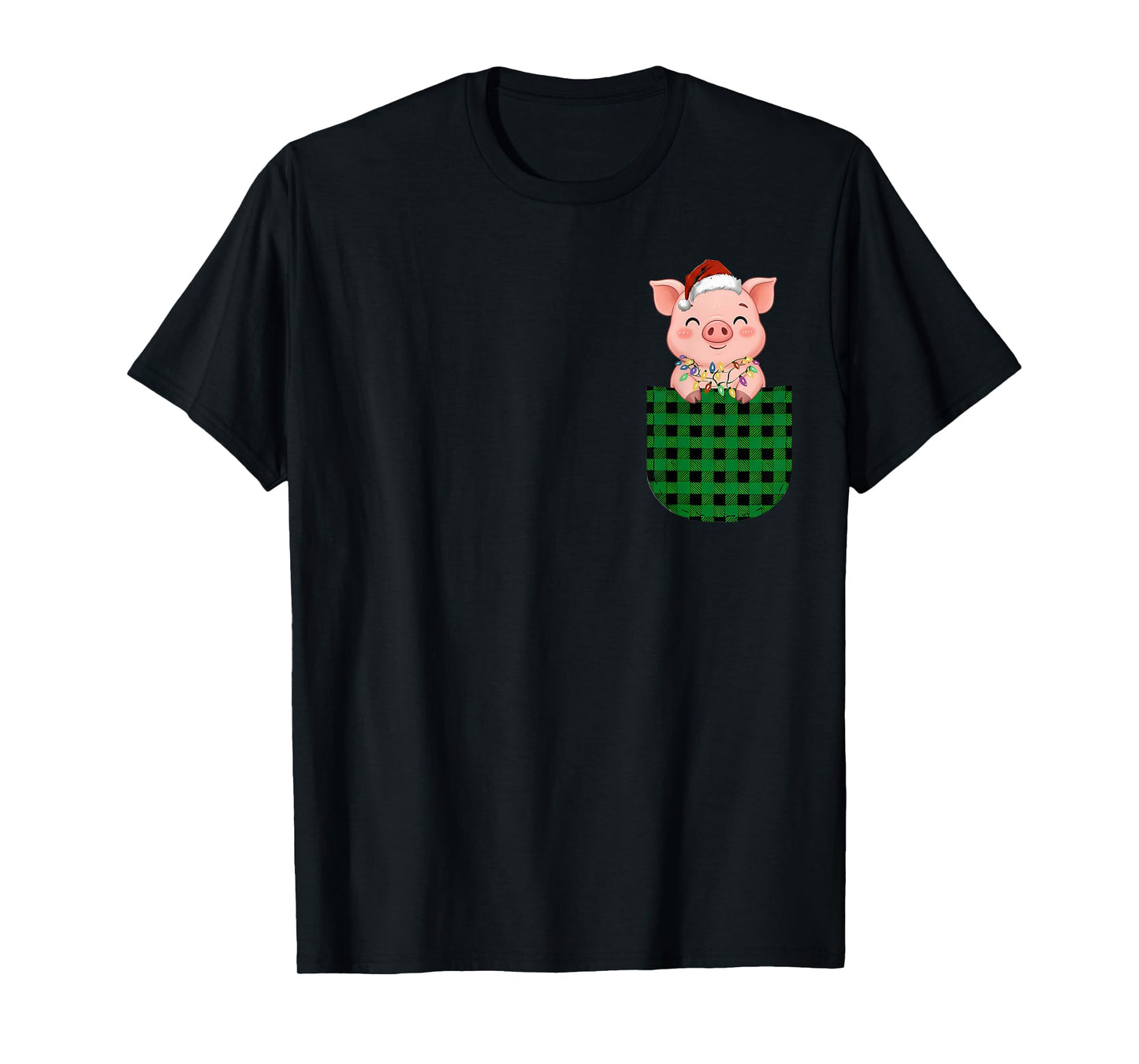 Pig Buffalo Green Plaid Pocket Christmas Men Women Kids T-Shirt