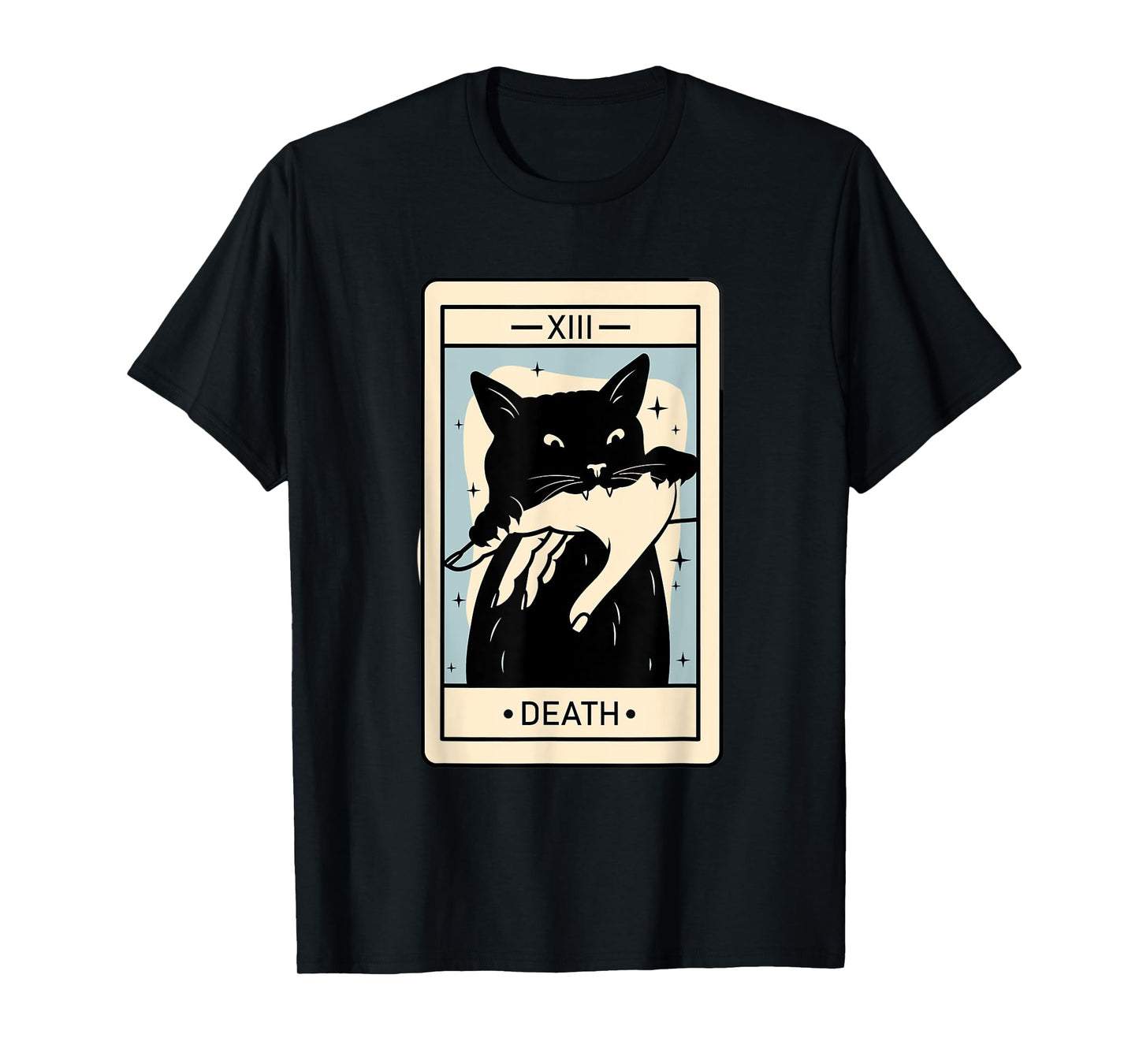 Black Cat Tarot Death Halloween Witchy Cat Lover Men Women T-Shirt