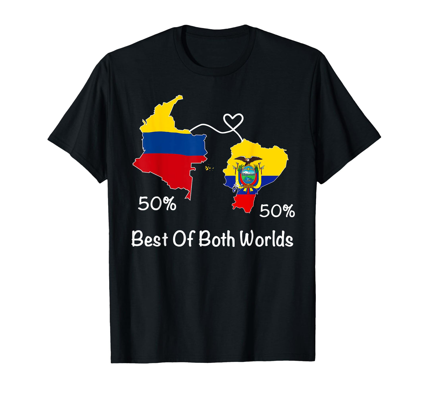 Half Colombian Half ecuadorian Flag Map Ecuador Colombia T-Shirt