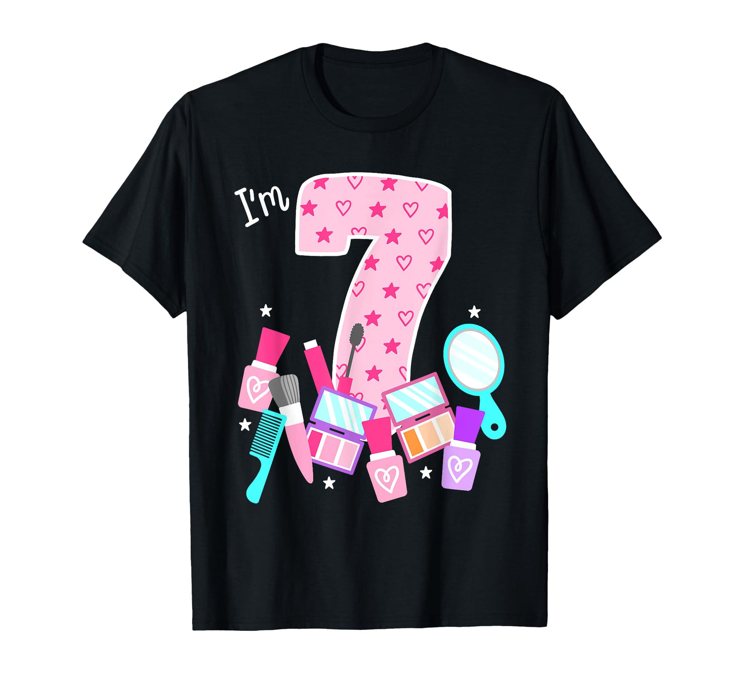 Spa Birthday Party I'm 7 Girls Makeup 7th Bday Kids Toddlers T-Shirt