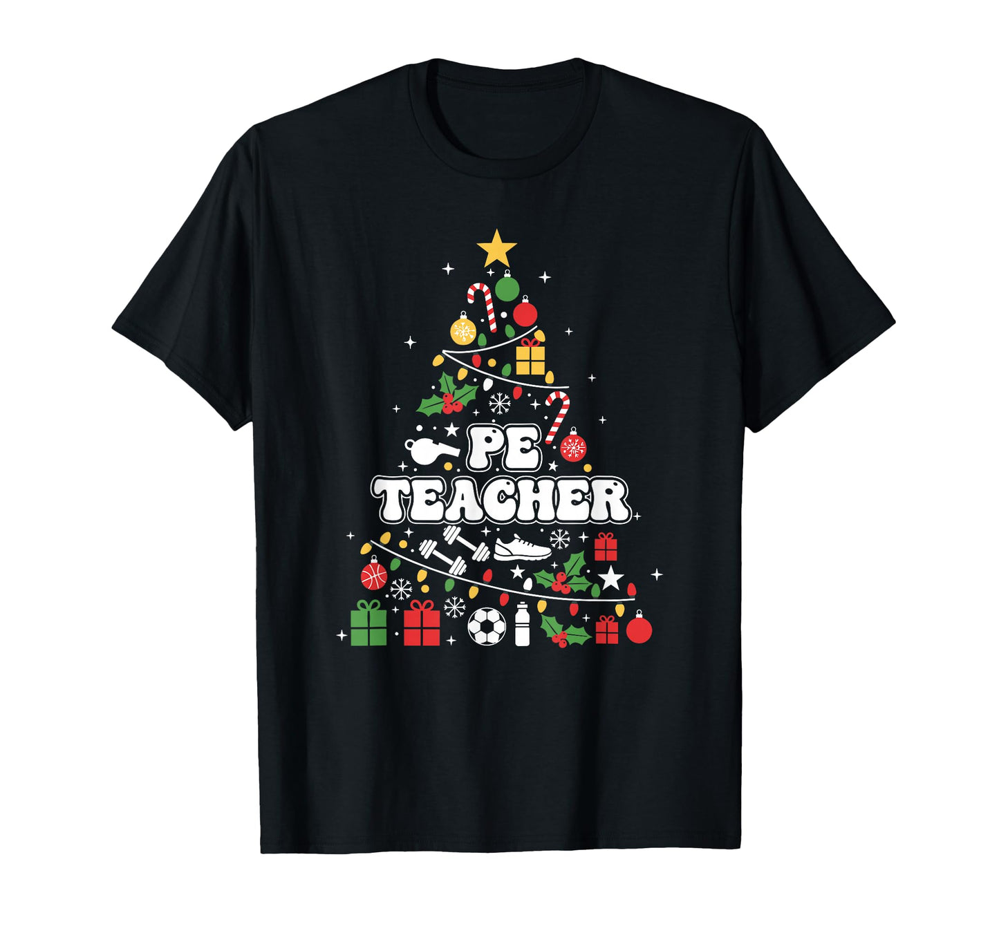 PE Physical Education Teacher Christmas Tree Womens Mens T-Shirt