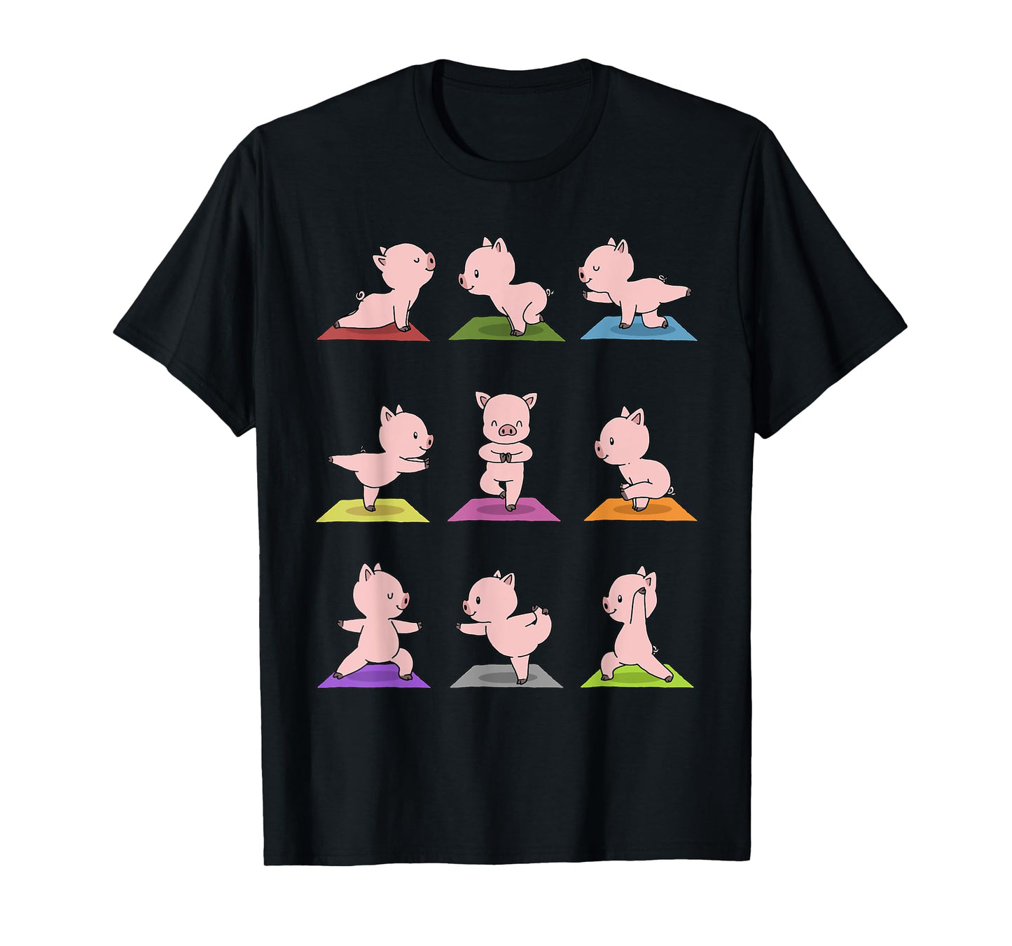 Pig Yoga T-Shirt Funny Piglets In Yoga Poses Sports Tee