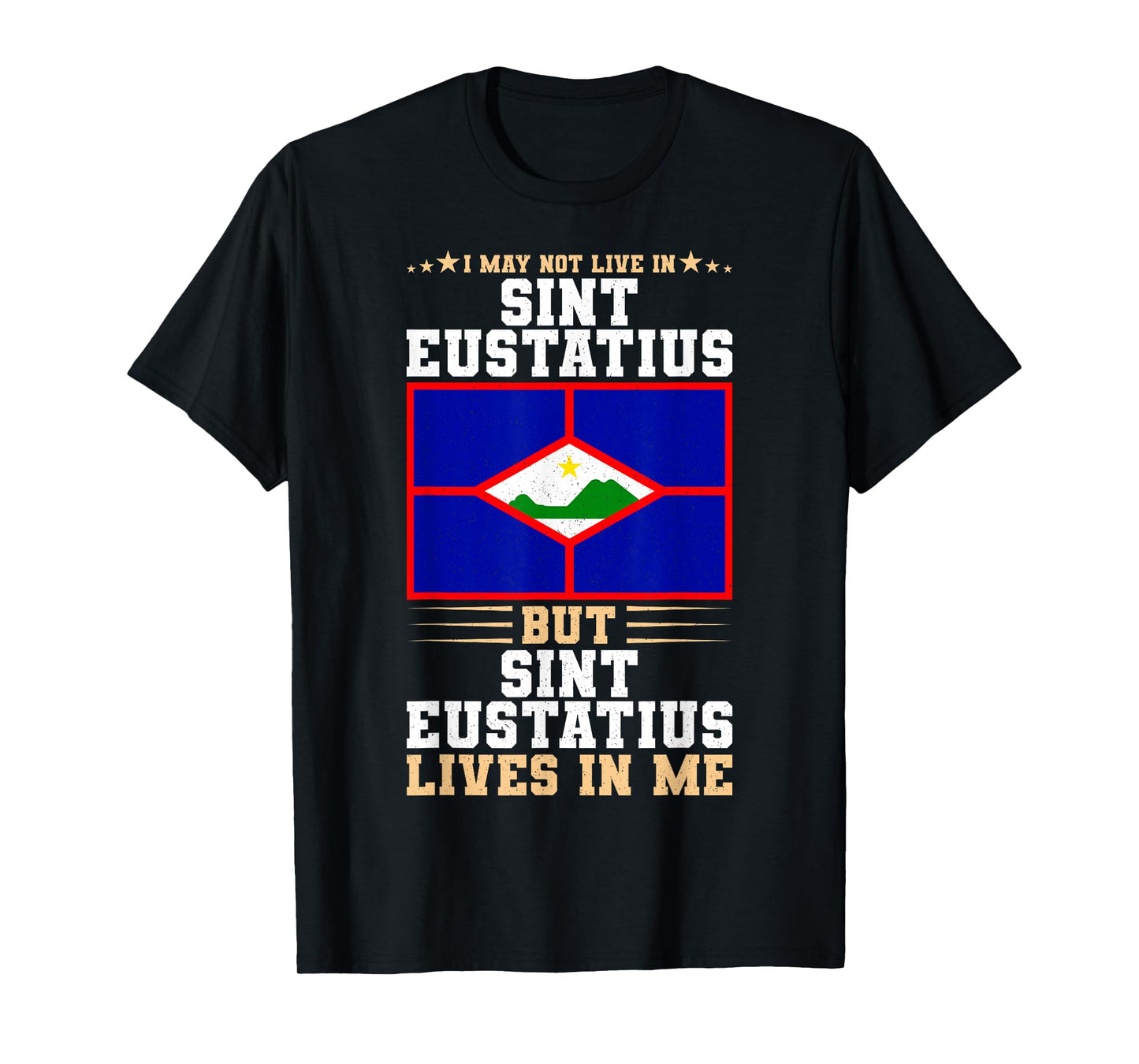 Statia Flag for proud Patriots Sint Eustatius T-Shirt, Small, Black