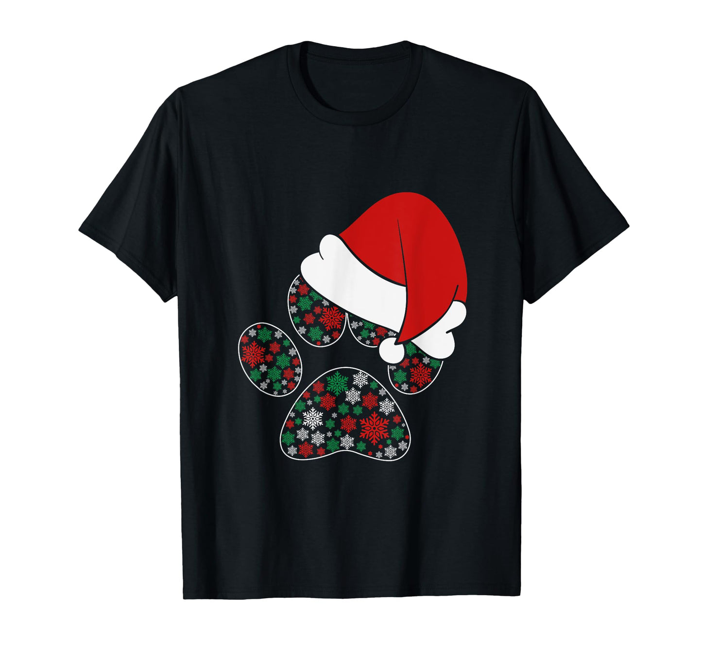 Dog Paw Snowflakes Santa Hat Christmas Dog Lovers Men Women Kids T-Shirt