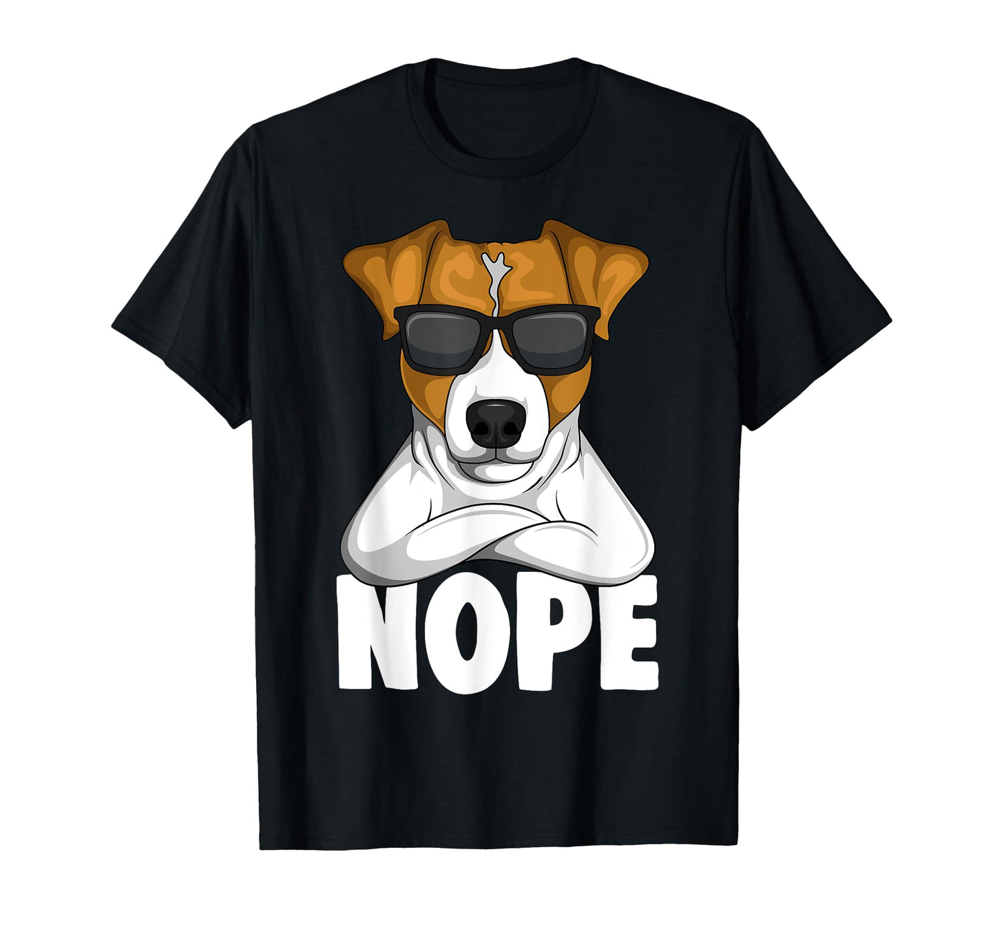 Jack Russell Apparel & Gift Ideas Women's Black Cartoon Jack Russell Terrier Nope T-Shirt