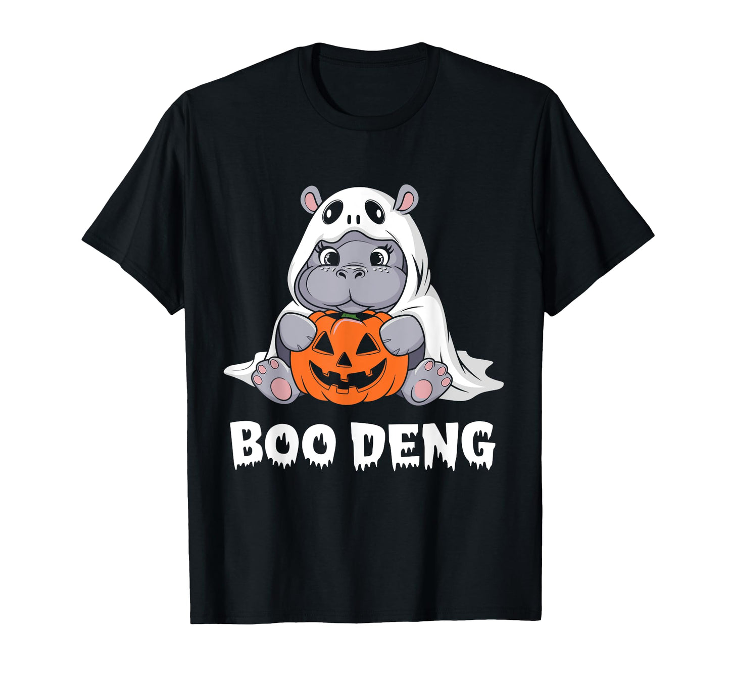 Funny Halloween Moo Deng Baby Hippo Boo Deng Ghost Costume T-Shirt