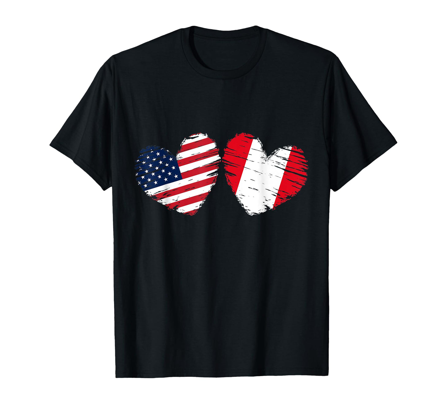 USA Peru Flag Heart Valentines Day Peruvian American T-Shirt