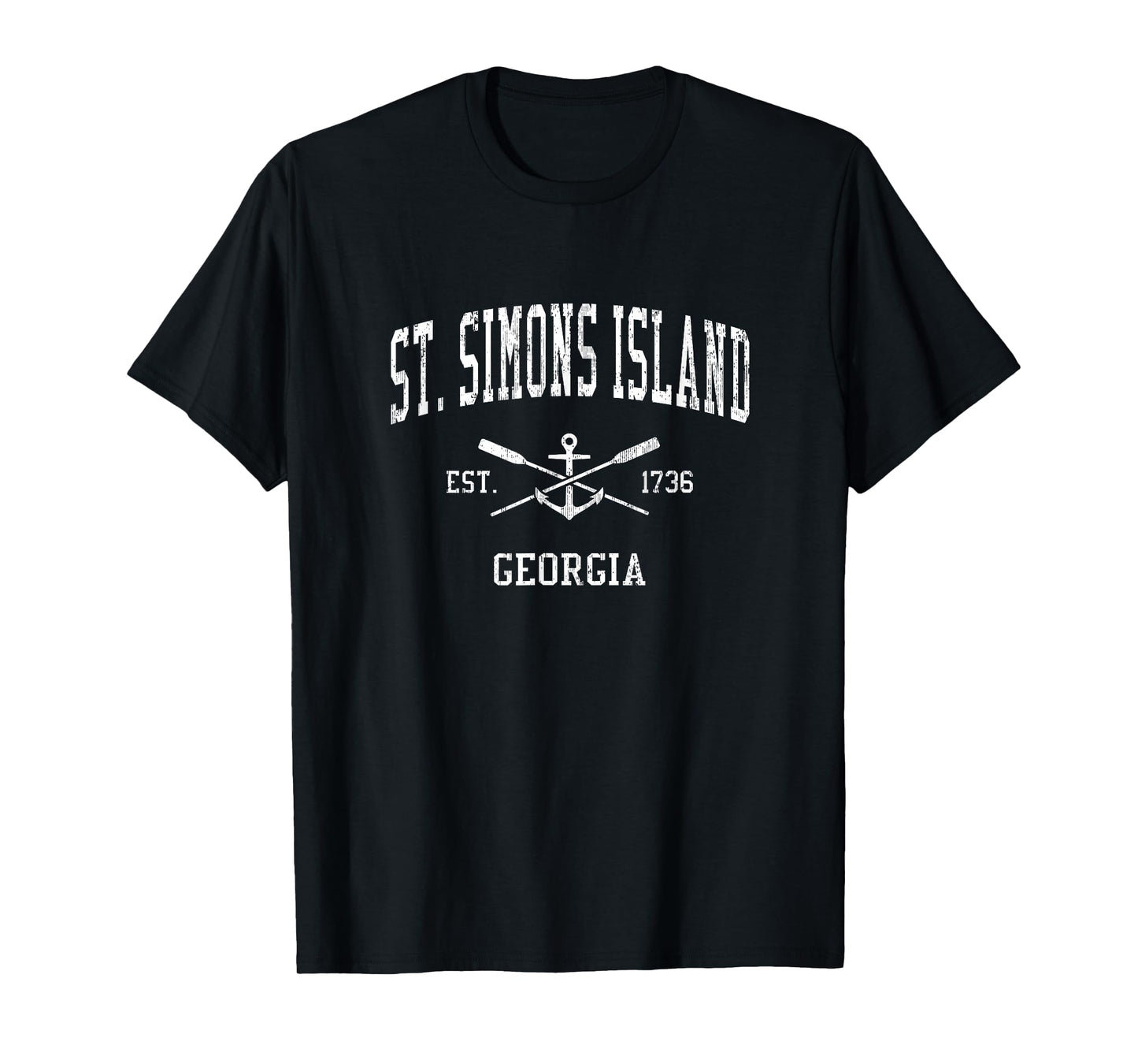 St. Simons Island GA Vintage Crossed Oars & Boat Anchor Spor T-Shirt