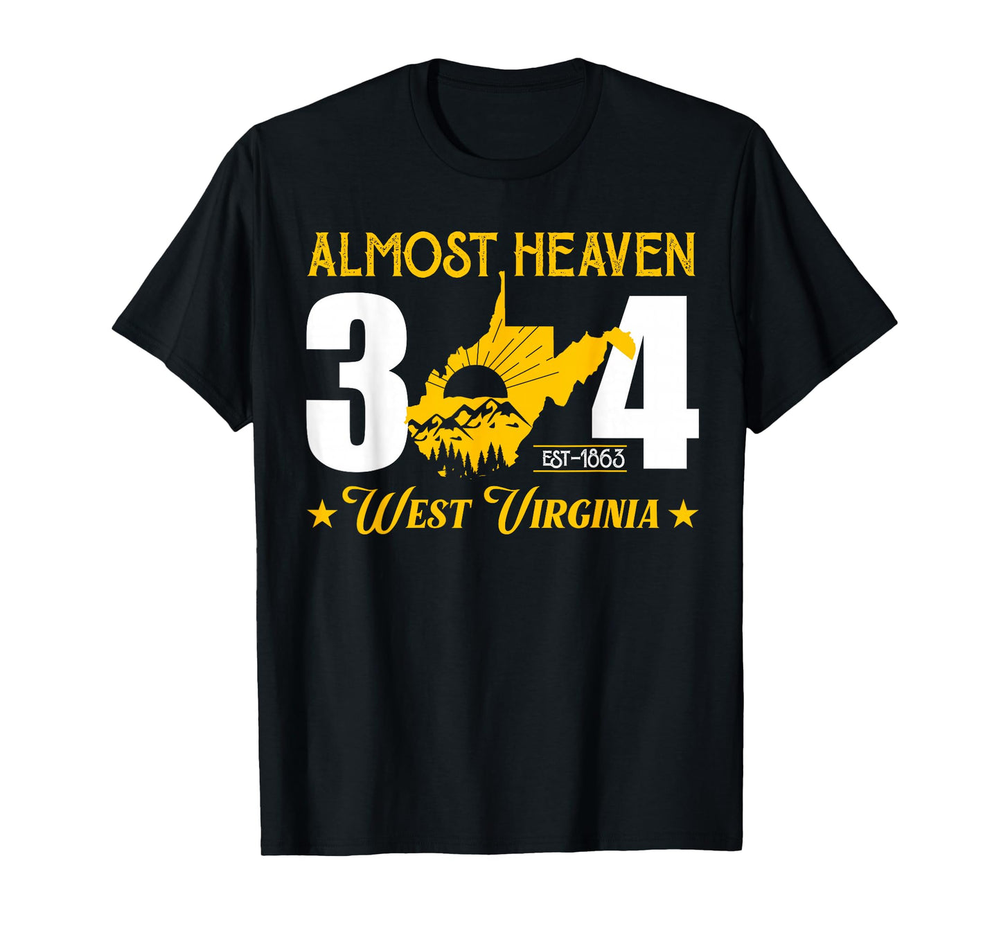 Almost Heaven 304 West Virginia Map T-Shirt