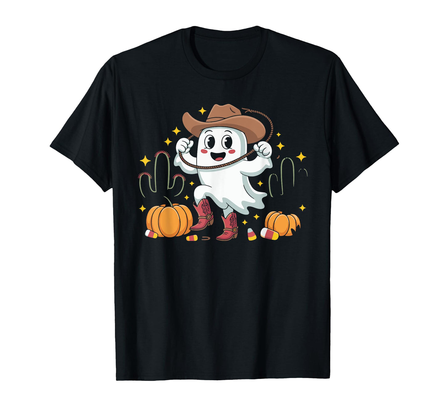 Funny Cowboy Halloween Ghost Western Fall for spooky season T-Shirt