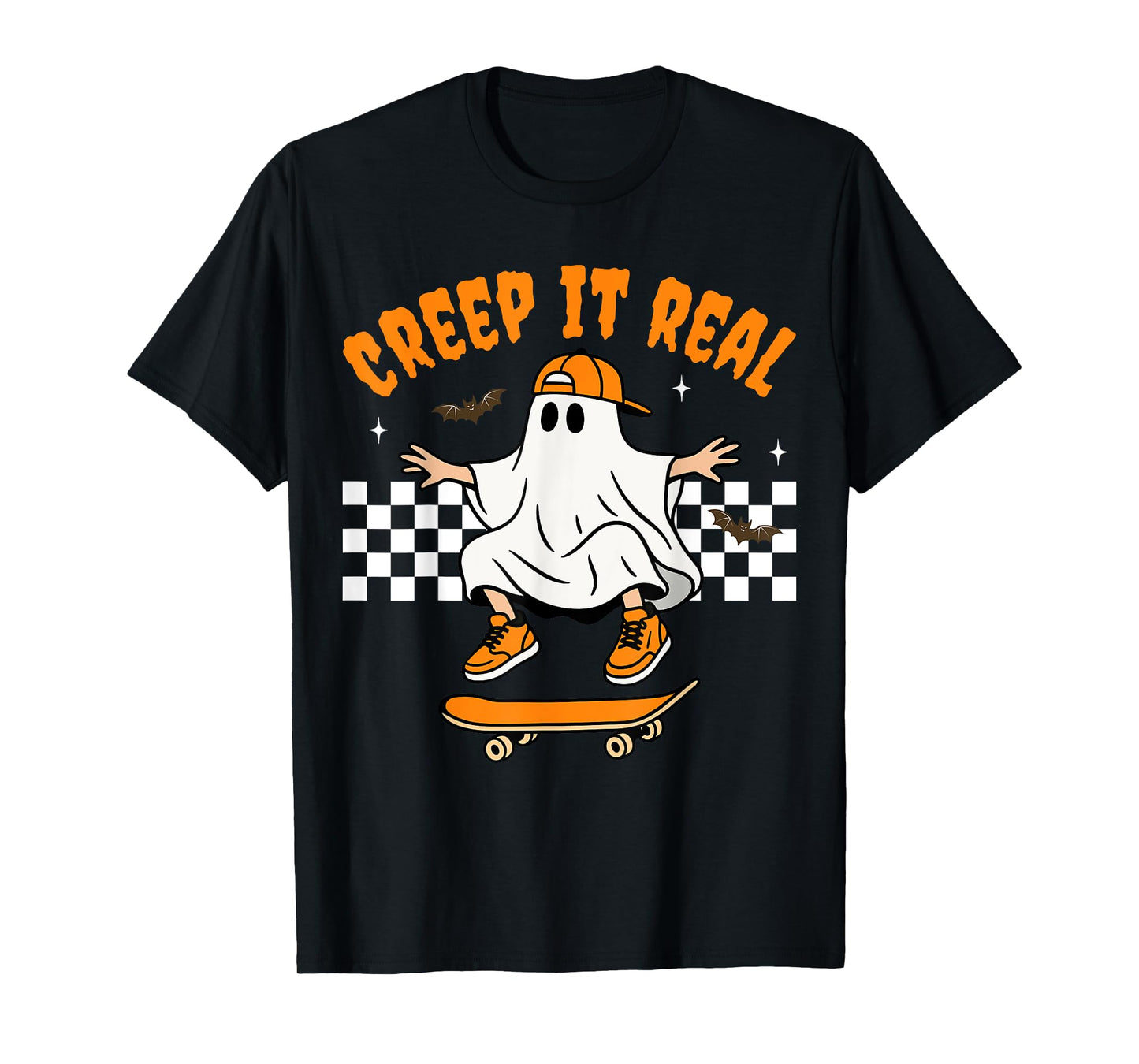 Creep It Real Vintage Halloween Ghost Cool Boy Fall Season T-Shirt