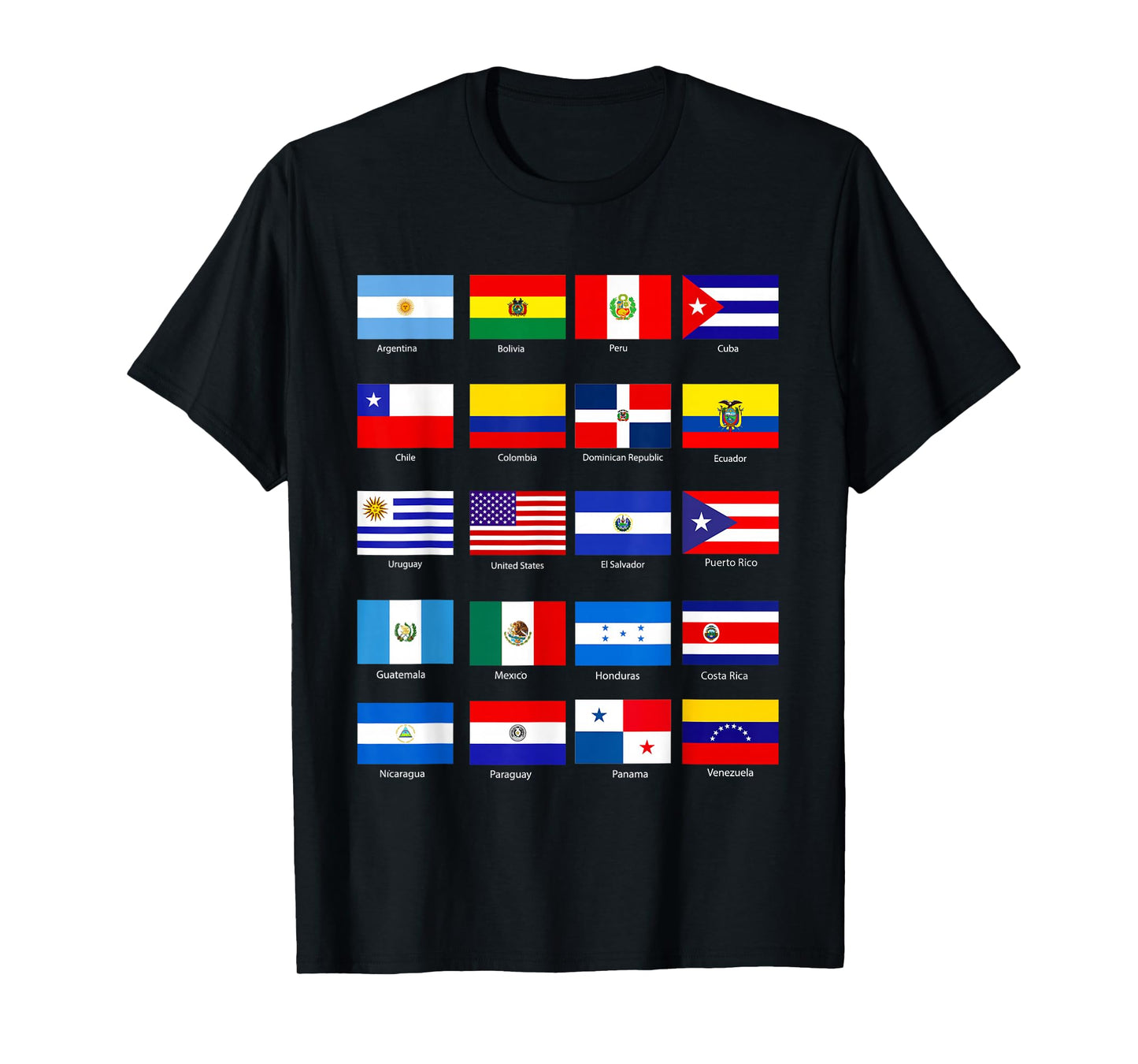 All Latin American Flags Countries Hispanic Heritage Month T-Shirt