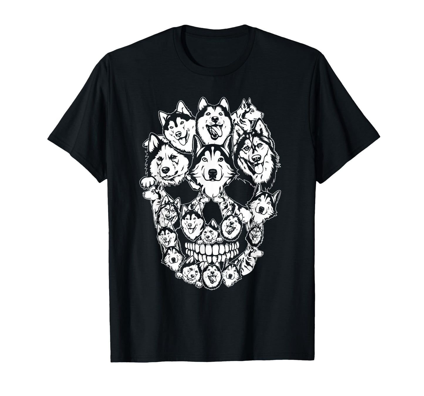 Funny Halloween Costume Skull Siberian Husky Dog Lover Men Women Kids T-Shirt