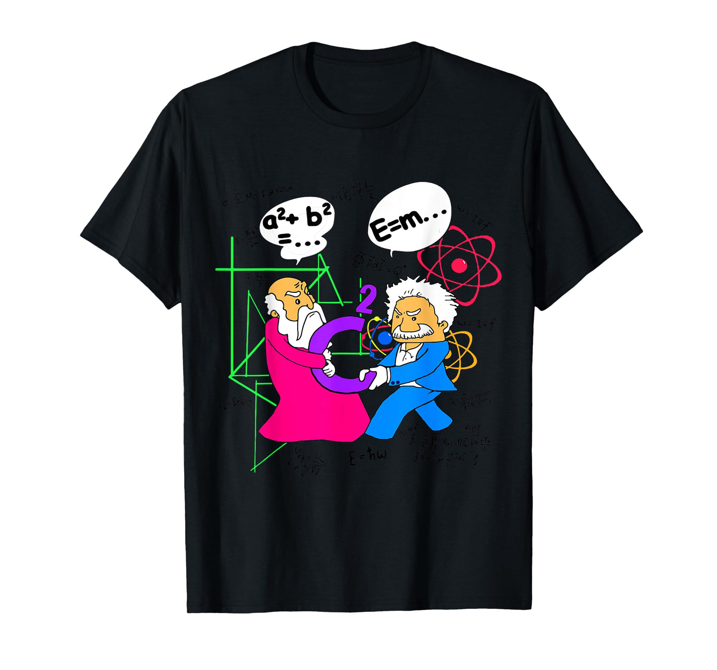 Nerdy Funny Pythagoras Fighting Over C Squared Math Teacher T-Shirt