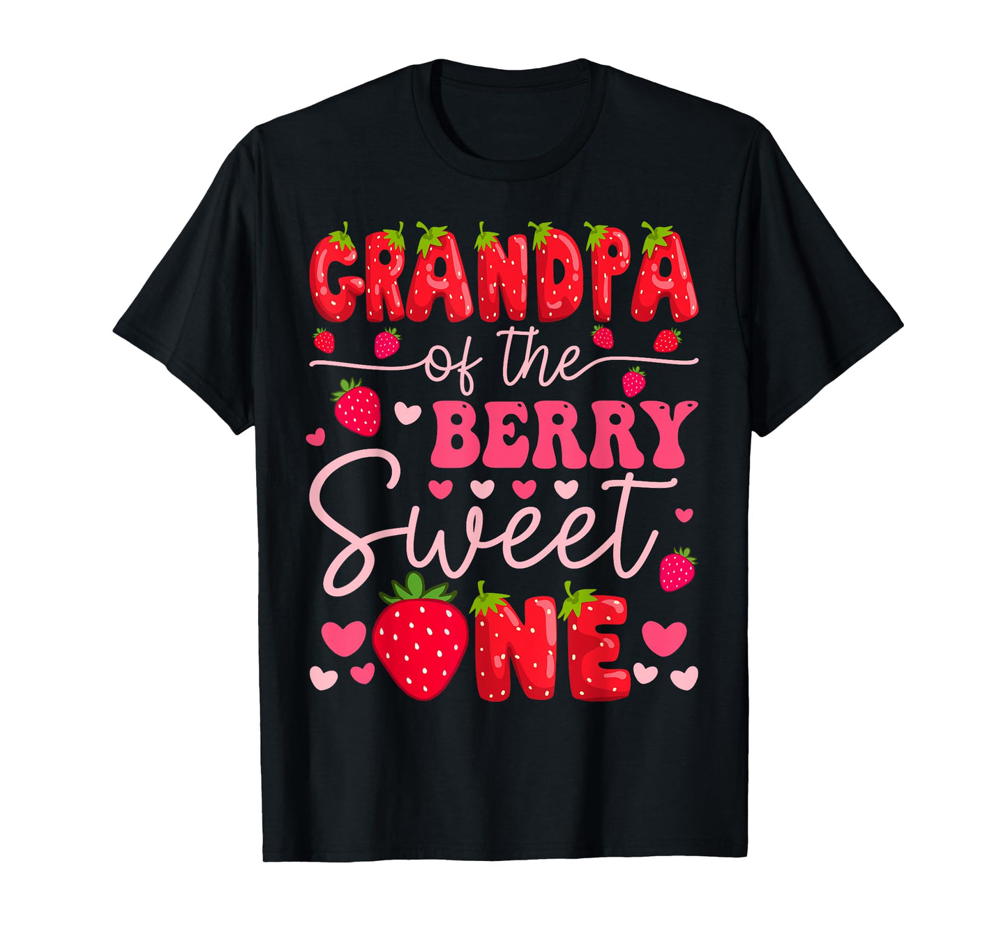 Grandpa Of The Berry Sweet One Strawberry 1St Birthday Girl T-Shirt
