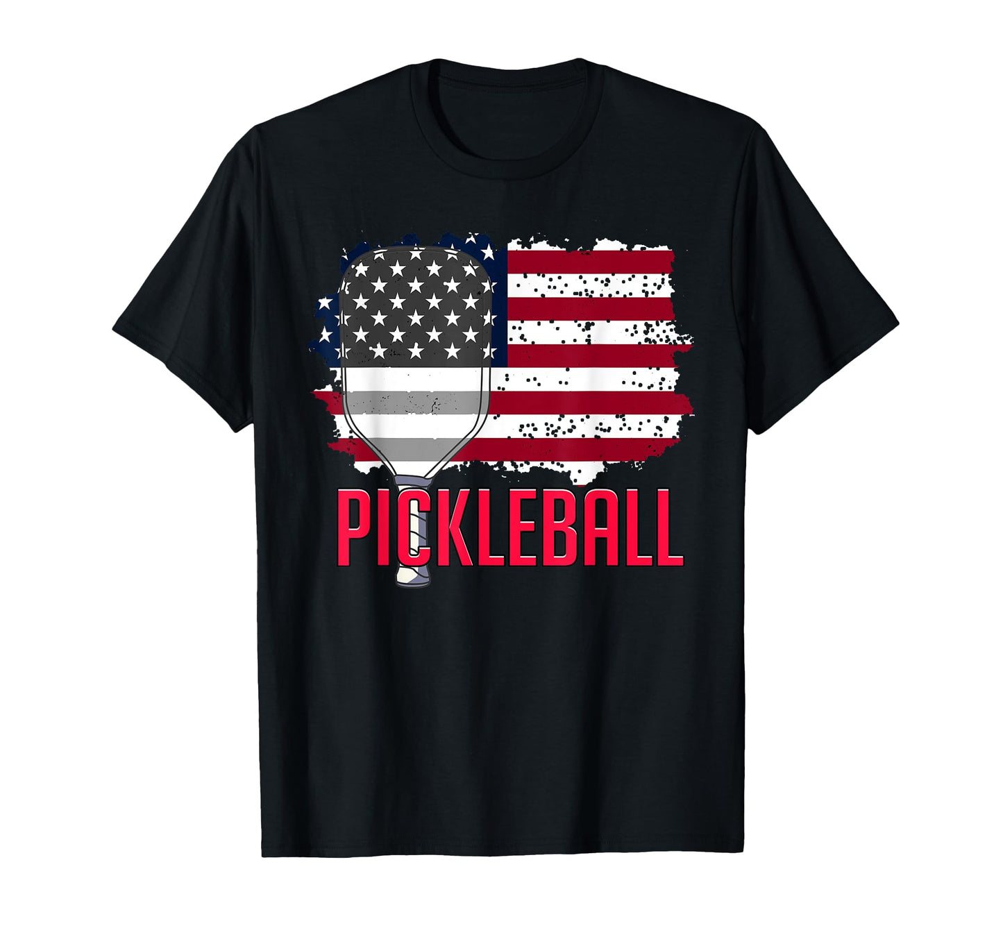 US American Flag Pickleball Lover Player Paddle Men Women T-Shirt