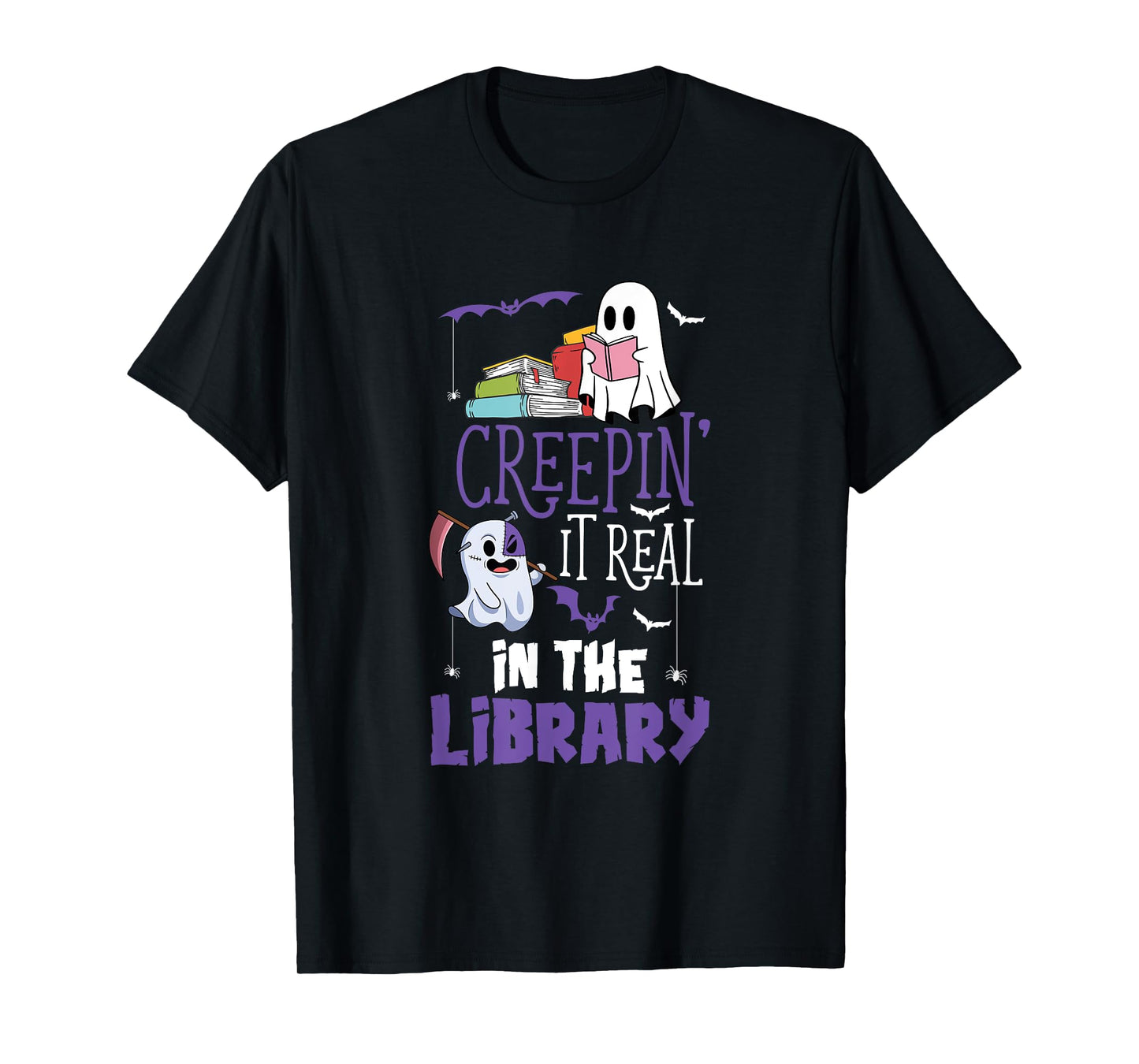 Scary Librarian Reading Teacher Book Lover Halloween Library T-Shirt