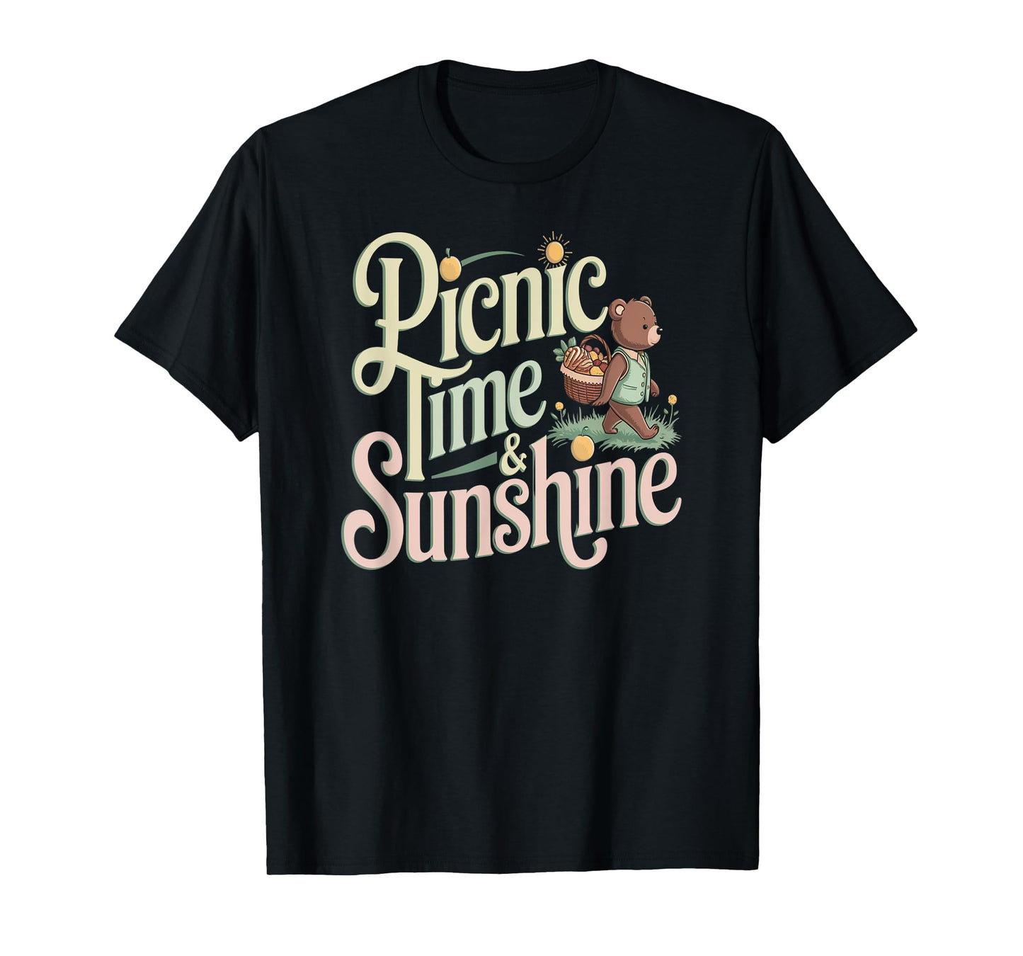 Picnic Time Sunshine Bear Basket Nature Day T-Shirt