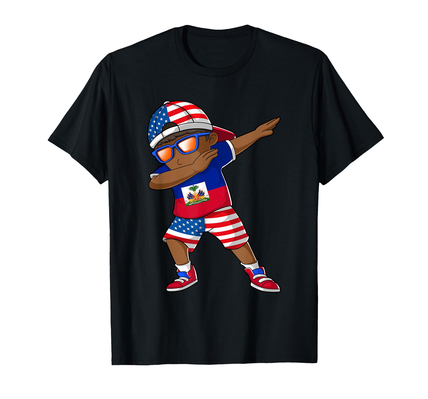 Half American Half Haitian Boy Kid Haiti Flag Patriotic T-Shirt
