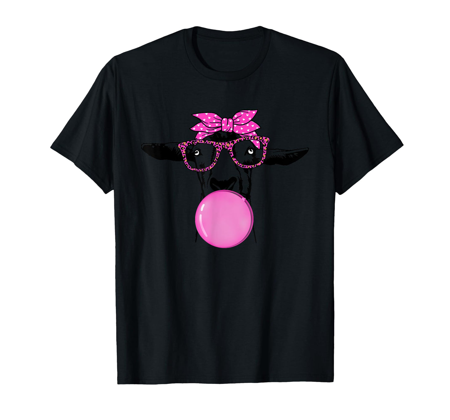 funny goat with bubble gum bandana glasses T-Shirt
